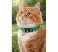 Collier Chat - Elza Vert 20-34 cm - Nylon élastique réfléchissant avec Clochette