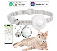 Collier Chat GPS Smart AirTag pour iPhone Apple Find My, Couleur: Blanc