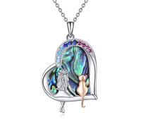 Collier cheval, collier loup et fille, collier panda et cheval, collier dragon et licorne, collier en argent sterling en forme de cœur d'amour, cadeau d'anniversaire, de Noël, cadeau pour femmes et