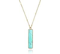 Collier chic bohème avec pendentif en argent sterling 925 plaqué or vert turquoise