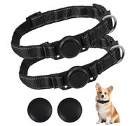 Collier Chien Airtag, 2PCS Chien Traceur Colliers Réfléchissants avec Traceurs GPS pour Chiens Moyens et Grands Réglable Collier Anti Fugue pour Chiens Ayant Un Tour de Cou de 40 à 65 cm