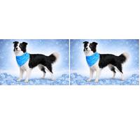 Collier Chien - Bandana rafraîchissant Bleu M 70x25 cm - Polyester Respirant - Effet refroidissant - 3 Couches - Absorption d’Eau - été - Type Tapis rafraichissant Chat Chien (Lot de 2)