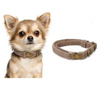 Collier Chien - Collier Janka Taupe en Nylon - Collier Confortable pour Chien - 20-35cm x 10mm