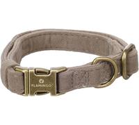 Collier Chien - Collier Janka Taupe en Nylon résistant - Boucle métal doré brossé - 30-45cm x 15mm