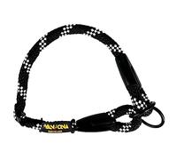 Collier Chien Etrangleur Anti-Traction Dressage, Petits Moyens Grands Chiens, Fabriqué en Espagne. Noir avec Blanc. L(≤65CM).