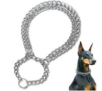 Collier chien inoxydable - 1 pièce, 50cm, étrangleur double rangée chromé - Convient pour races poils courts