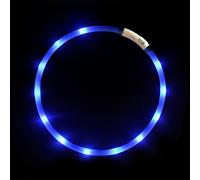 Collier Chien Lumineux ，Collier de Chien LED Rechargeable USB avec 3 Modes d'éclairage Clignotant，étanche，Collier de Nuit en Silicone Souple Peut Couper n'importe Quelle Taille-Bleu