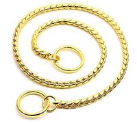 Collier Chien Métal Scier Inoxydable Chaîne P Collier Étrangleur FaçOn Gourmette Haute Qualité, d'or, Noir, Argent-d'or_XL5.0mm * 65cm