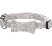 Flamingo Collier pour Chien avec Nœud Nelson Gris - Taille S 30-45cm 15mm - Réglable en Nylon avec Fermeture Clip - Noeud détachable | Élégant, Solide et Confortable