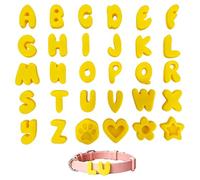 Collier Chien Personnalisé, Collier avec 30 Accessoires pour nommer | Combinaison de Lettres Personnalisable, Ajustement Sûr et Réglable, Jaune/Rose, S/M/L, Convient à Toutes les Saisons