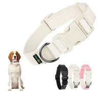 Collier Chien Reglable Collier pour Chien Chat en PU et Coton Doux Colliers Chat Réglable 35-50cm Accessoires Chien Colliers Grand pour Chiot Petit Animal Moyen Grande(Large 2cm), Beige