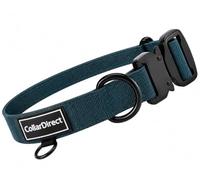 Collier Chien Robuste Grande & Moyenne Taille - Nylon Résistant, Réglable, Boucle Métal, Anti-Déchirure, Étanche, Idéal pour Chiens Actifs (Bleu Foncé, S (28-38 cm))