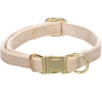 Flamingo Collier pour Chien Saba Beige - Taille S - 30-45cm - Nylon et Velours Doux - Boucle Dorée