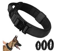 Collier Chien Tactique Réglable avec Poignée de Commande - Collier pour Chien Boucle en Métal Idéal pour Chiens de Travail et Toutes Tailles (Noir, M)