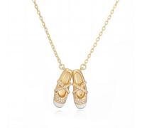 Collier Choker Ballerine Pendentif Chaussons De Danse Avec Cz Plaqué Or 14k Cristaux Émaillés Chaîne Ajustable Bijou Mignon Et Délicat Pour Femme Cadeau Pour Danseuse Style Elégant Féminin (Blanc)