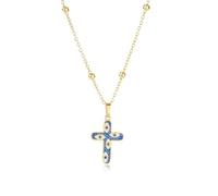 Collier chrétien avec pendentif en forme de croix colorée pour femme, beau et polyvalent qui peut être porté avec n'importe quel style, adjustable, Cristal