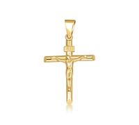 Collier chrétien catholique Jésus-Christ en or 2,8 cm sur crucifix INRI | Or jaune, rose ou blanc 10 carats ou 14 carats | Choix de pendentif uniquement ou longueur de la chaîne, Pendant only, Métal