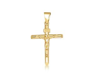 Collier chrétien catholique Jésus-Christ en or 2,8 cm sur crucifix INRI | Or jaune, rose ou blanc 10 carats ou 14 carats | Choix de pendentif uniquement ou longueur de la chaîne, Pendant only, Métal