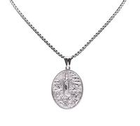 Collier chrétien de la Vierge Marie pour femmes hommes Acier inoxydable couleur argent, colliers médaille Our Lady Bijoux bijoux