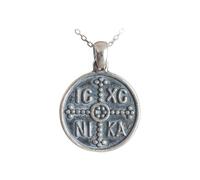 Collier Chrétien en Argent sterling 925, croix Sainte Hélène et Constantin, Constantinato, Médaillon de pièce Orthodoxe, Croix Chrétienne, Croix Byzantine