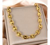 Collier classique minimaliste en acier inoxydable pour hommes, grain de café 18 carats de 60 cm, chaîne de couple hip-hop, accessoire pour le quotidien, les fêtes et toutes les saisons 60 cm/24 pouces