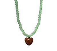 Collier clavicule ludique arc-en-ciel en perles de verre avec fermoir en acier Ti parfait pour un usage quotidien, collier de perles de verre en forme de cœur multicolore, fermoir en Ti léger, cadeau