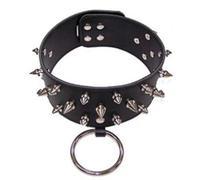 Collier clouté de soumission Cuir avec Laisse en acier