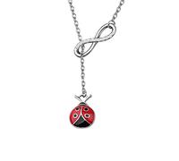 Collier coccinelle porte-bonheur avec inscription « When She Swoops In It Remind Us Not Be Let Worries Cloud », Acier inoxydable