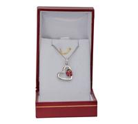 Collier Coccinelle sur coeur en Argent Massif 925 sur ensemble pendentif avec chaine et coffret