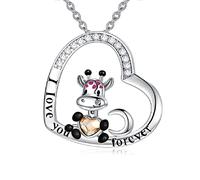 Collier Coeur Girafe en Argent Sterling '' Je t'aime '' Pendentif, Bijoux Girafe Cadeaux d'anniversaire pour Femme Maman Petite Amie épouse