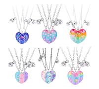 Collier - Collier de coeur en forme de coeur Collier d'amitié d'amitié | Trois pièces à incandescence colana avec pendentif cardiaque | Colliers Colana de l'amitié pour les filles et les amis