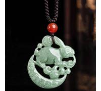 Collier Collier de jade Feng Shui Collier de jade de néphrite naturelle Collier pendentif de charme de lapin de bon augure avec cordon Amulette de jade vert Talisman Pierre Attirer la richesse Bonne c