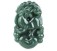 Collier, collier en jade naturel Hetian, pendentif animal du zodiaque chinois, collier avec cordon, collier de richesse Feng Shui for femmes et hommes, collier en jade vert, collier long en pierre tal