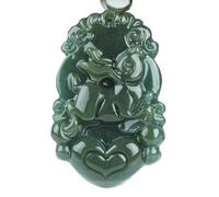 Collier, collier en jade naturel Hetian, pendentif animal du zodiaque chinois, collier avec cordon, collier de richesse Feng Shui for femmes et hommes, collier en jade vert, collier long en pierre tal