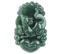 Collier, collier en jade naturel Hetian, pendentif animal du zodiaque chinois, collier avec cordon, collier de richesse Feng Shui for femmes et hommes, collier en jade vert, collier long en pierre tal
