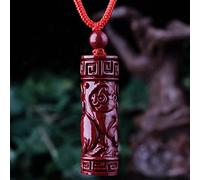 Collier Collier Feng Shui Collier en pierre de cristal de cinabre Collier pendentif à breloques avec animaux du zodiaque chinois avec cordon Long Collier Talisman en pierres précieuses naturelles Coll