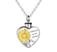 Collier commémoratif avec pendentif en forme de tournesol en forme de cœur pour cendres, mémorial de la famille d ' animaux de compagnie aimés, à porter quotidiennement, collier en forme de cœur