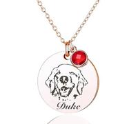 Collier commémoratif personnalisé pour animal de compagnie avec photo gravée en profondeur et pierre de naissance - Pendentif en acier inoxydable durable pour les amoureux des chiens et des chats