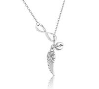 Collier commémoratif pour bébé - Infini et ailes d'ange - Empreinte de pied de bébé Lariat Y - Bijoux pour perte de bébé, Alliage,