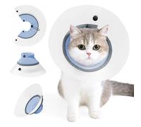 Collier cône pour chat - Réglable et amovible - En PVC - Imperméable - En Elizabéthane - Doux pour arrêter de lécher et de rayer après une chirurgie - Cône de récupération pour animaux domestiques - S