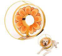Collier conique gonflable pour chien avec anti-léchage amélioré, donut doux pour chiens et chats, collier de convalescence après chirurgie pour chiens de petite, moyenne et grande taille (fleur jaune