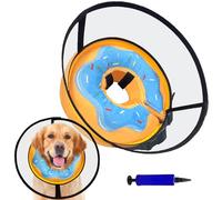 Collier conique gonflable pour chien, cône souple après chirurgie, pour chiens de taille M, M + L XL, avec bouclier anti-léchage amovible et gonfleur réglable, alternative 2 en 1, ne bloque pas la