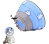Collier conique souple pour chat pour arrêter de lécher après une chirurgie, collier de convalescence imperméable, réglable et souple pour chat de petite taille, chiots et chatons (bleu, M - cou : 16