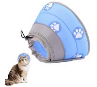 Collier conique souple pour chat pour arrêter de lécher après une chirurgie, collier de convalescence imperméable, réglable et souple pour chat de petite taille, chiots et chatons (bleu, L (tour de