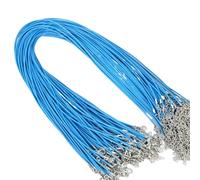 Collier cordon 100 pièces 1.5/2mm coton ciré cordon réglable tressé corde chaîne collier chaîne avec fermoir à homard bijoux à bricoler soi-même(Light Blue,2mm)
