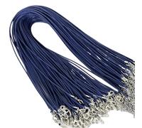 Collier cordon 100 pièces 1.5/2mm coton ciré cordon réglable tressé corde chaîne collier chaîne avec fermoir à homard bijoux à bricoler soi-même(Royal Blue,2mm)