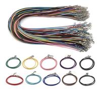 Collier cordon 100 pièces coloré en cuir collier chaînes ciré corde chaîne cordon for bricolage fermoir Bracelet breloques pendentifs bijoux(Deep Blue)