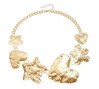 Collier cordon en métal style géométrique exagéré tendance étoile amour fleur collier garçons collier initiale, taille unique, Métal