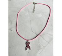 Collier Cordon rose avec pendentif Ruban strass rose