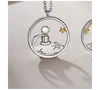 Collier Couple de mode S925 Plaqué Argent Plaqué Petit Fox Pendentif Personnalisé Collier personnalisé Journée de la Saint Valentin Cadeau Anniversaire X203 Collier Femme ( Color : Boy Prince , Size :
